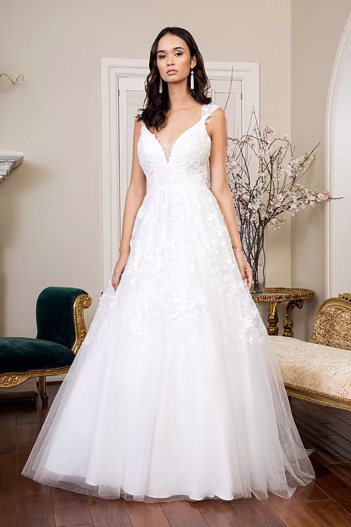 V-neck lace A-line wedding dress Phoenix AZ - Strictly Weddings