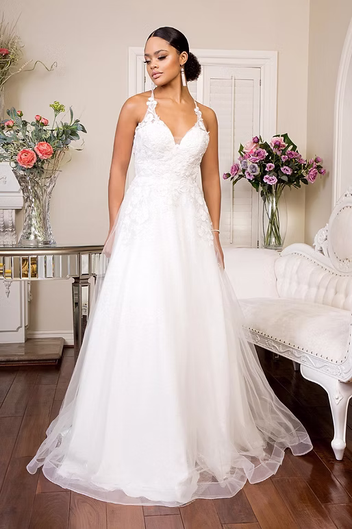 V-neck tulle A-line wedding dress Phoenix AZ - Strictly Weddings