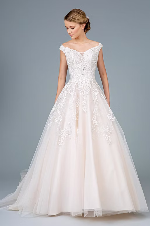 Illusion bateau lace A-line wedding dress Phoenix AZ - Strictly Weddings